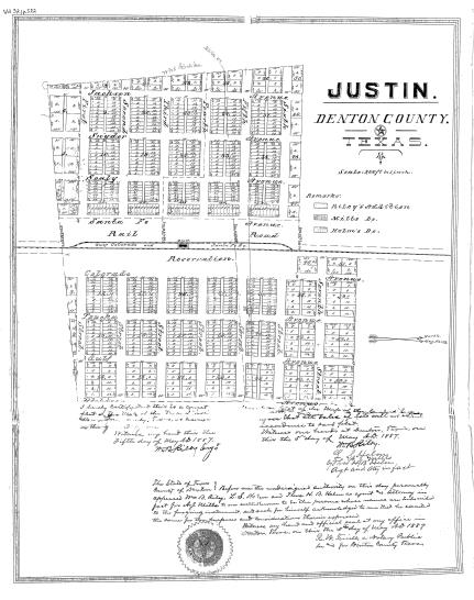 1887 Map of  Justin Texas