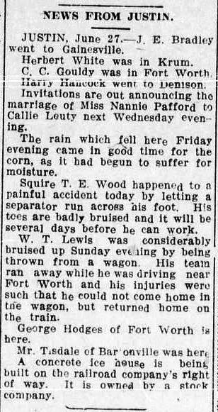 Justin news from June, 1910